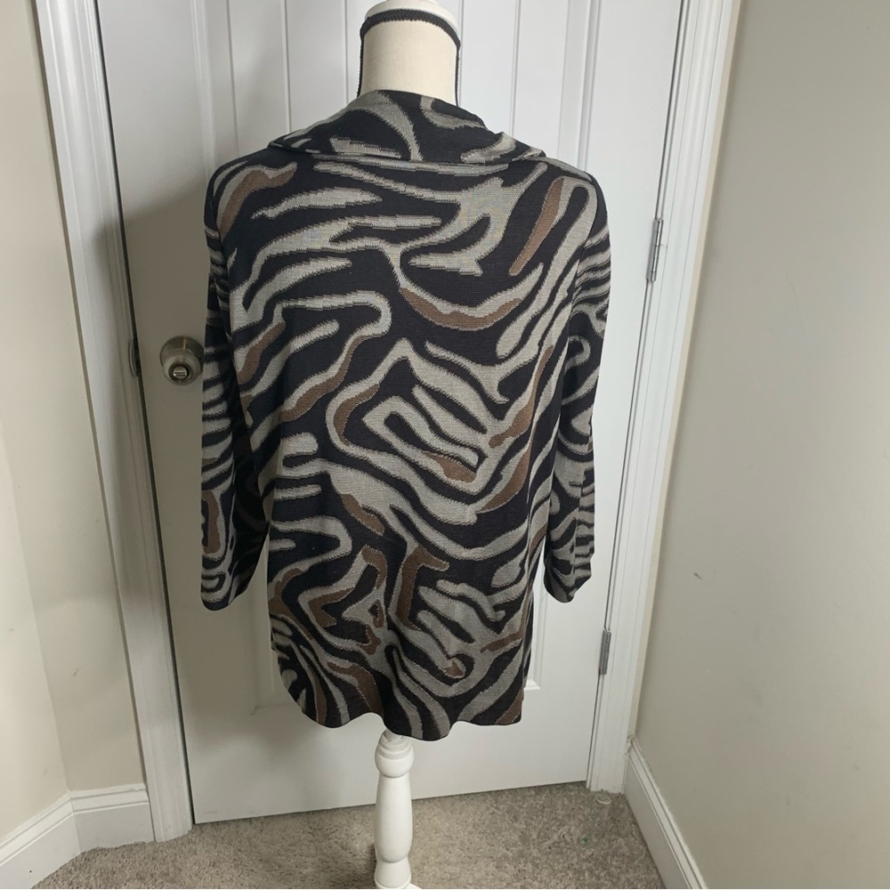 Misook Full Zip Geometric Jacket Size Large Lagen… - image 2